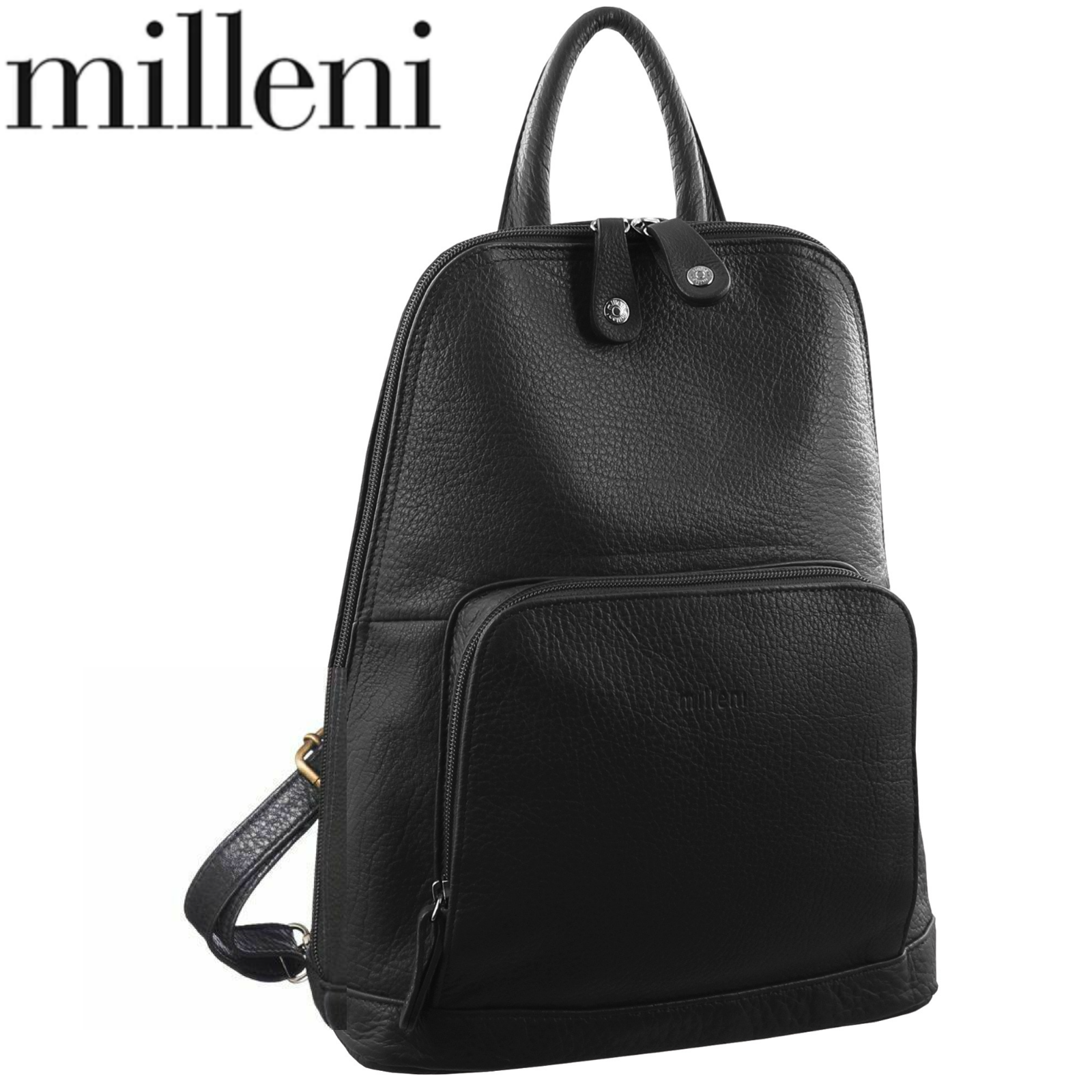 Milleni Genuine Italian Leather Soft Nappa Leather Backpack Travel Bag - Black - Women's Fashion > Handbags