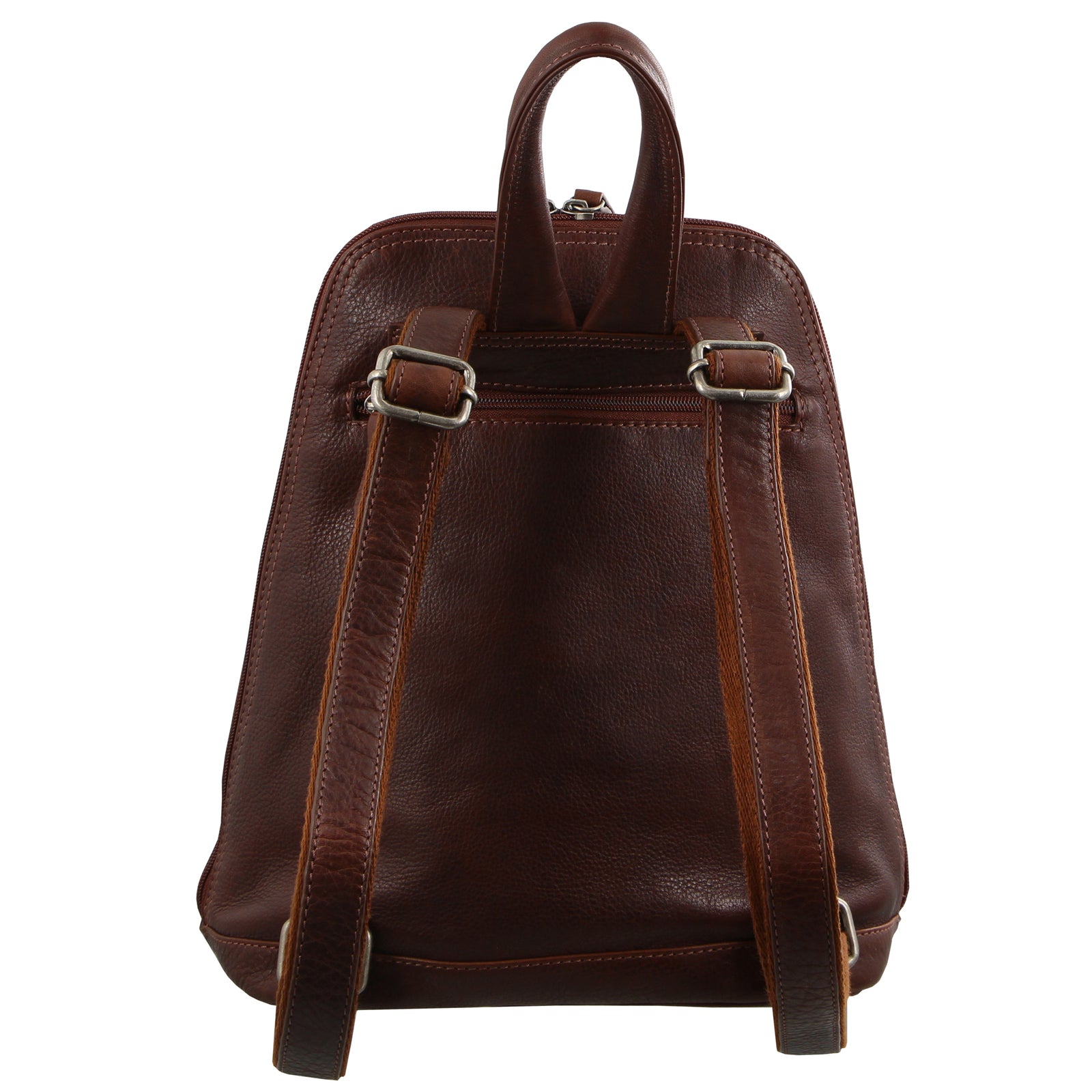 Milleni Womens Bag Italian Leather Soft Nappa Leather Backpack Travel - Chestnut - Women's Fashion > Handbags