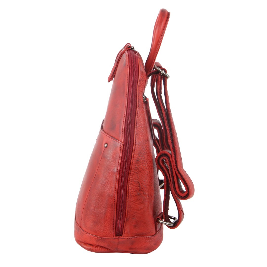 Milleni Genuine Italian Leather Soft Leather Backpack Travel Bag - Red - Women's Fashion > Handbags