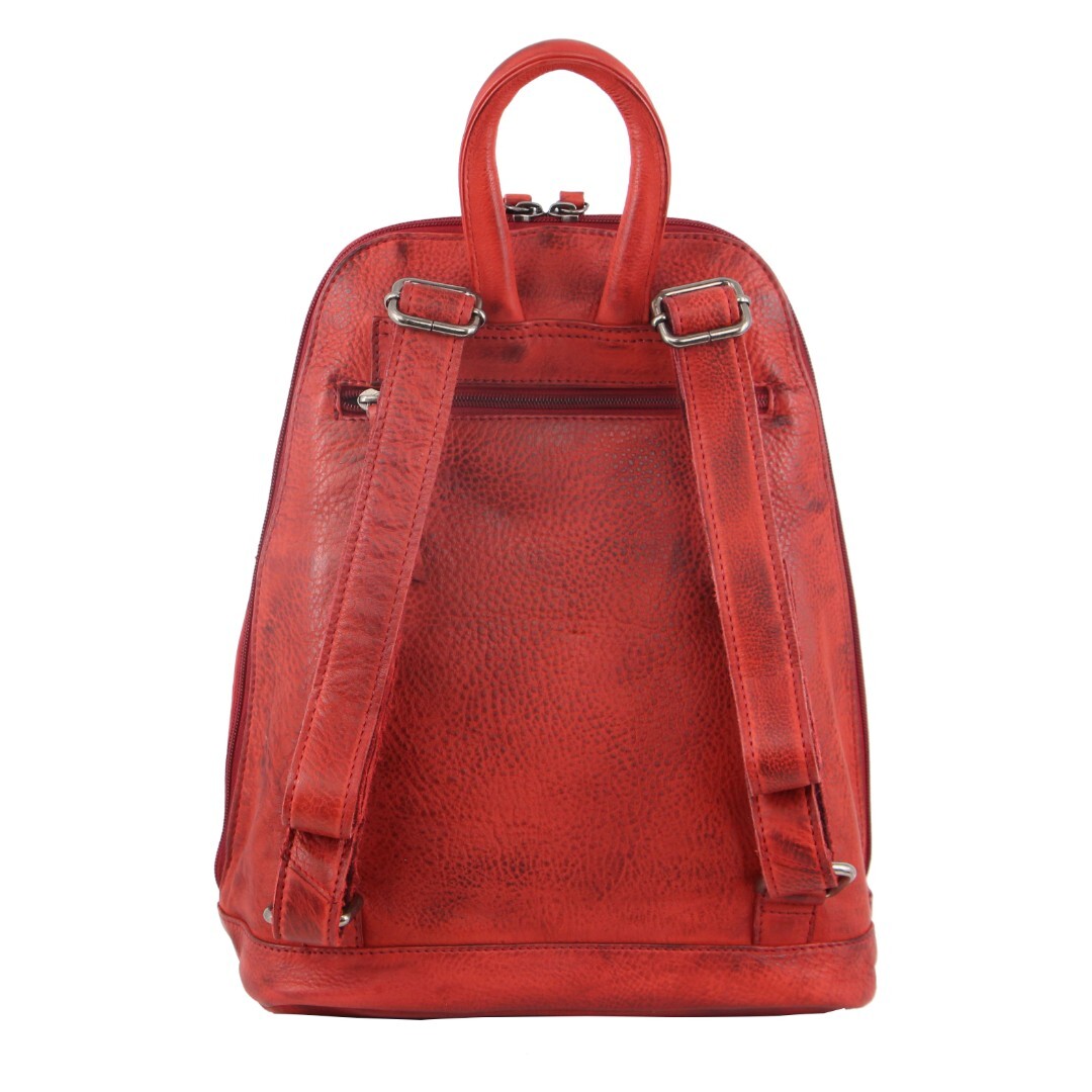 Milleni Genuine Italian Leather Soft Leather Backpack Travel Bag - Red - Women's Fashion > Handbags