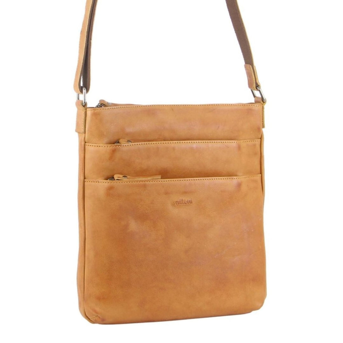 Milleni Womens Italian Leather Bag Soft Nappa Leather Cross-Body Travel - Caramel - Women's Fashion > Handbags