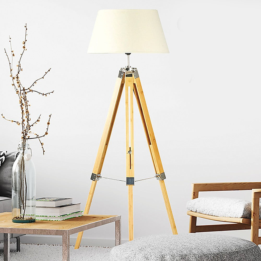 Modern Floor Lamp Wood Tripod Home Bedroom Reading Light 145cm - Home & Garden > Lighting