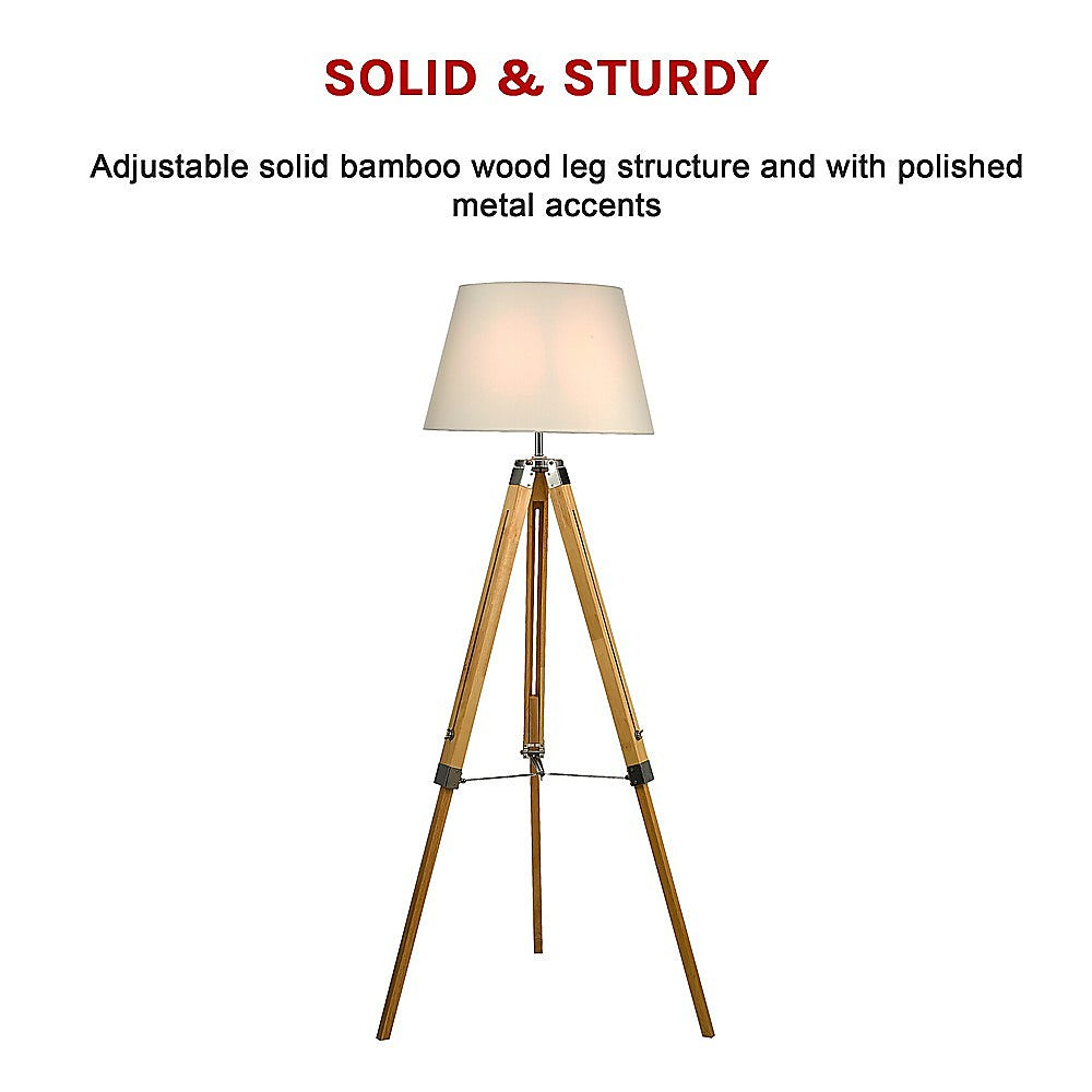 Modern Floor Lamp Wood Tripod Home Bedroom Reading Light 145cm - Home & Garden > Lighting