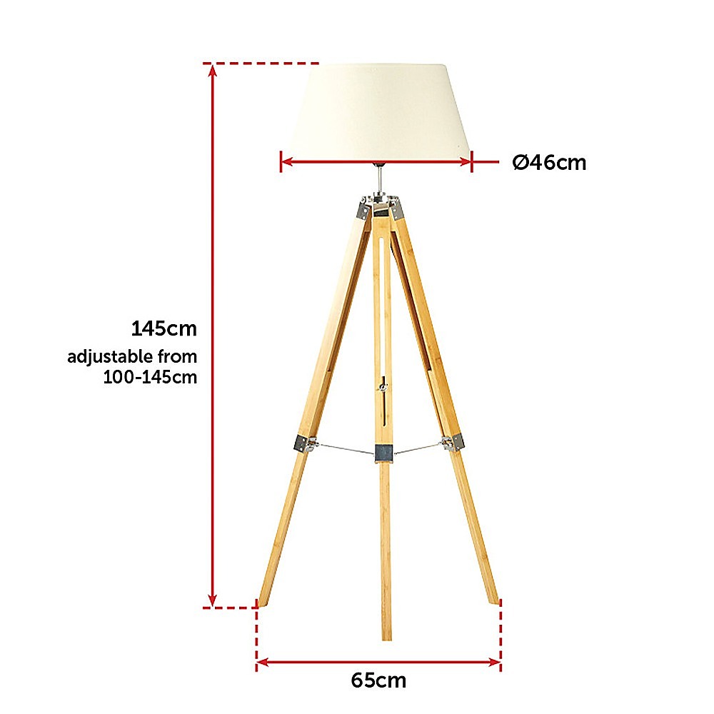 Modern Floor Lamp Wood Tripod Home Bedroom Reading Light 145cm - Home & Garden > Lighting