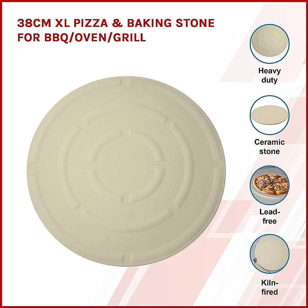 38cm XL Pizza & Baking Stone for BBQ/Oven/Grill - Home & Garden > Kitchenware