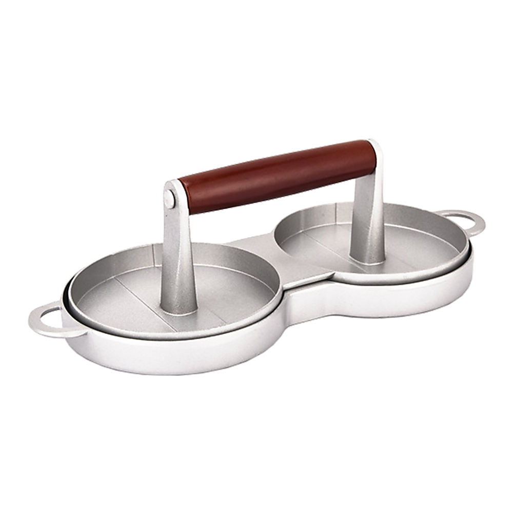 Double Burger Press Hamburger Maker Non Stick Aluminium Beef Patty Meat BBQ - Home & Garden > Kitchenware