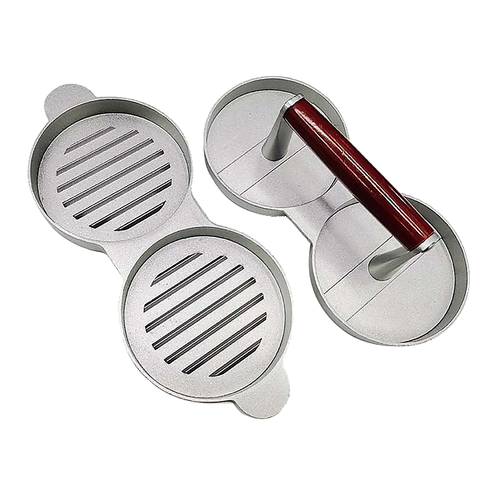 Double Burger Press Hamburger Maker Non Stick Aluminium Beef Patty Meat BBQ - Home & Garden > Kitchenware