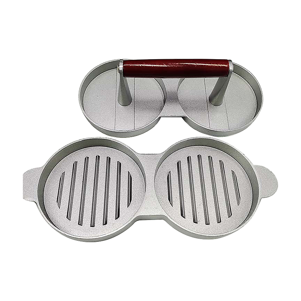 Double Burger Press Hamburger Maker Non Stick Aluminium Beef Patty Meat BBQ - Home & Garden > Kitchenware