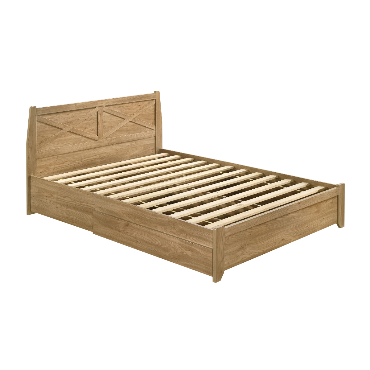 Mica Natural Wooden Bed Frame with Storage Drawers Double - Furniture > Bedroom