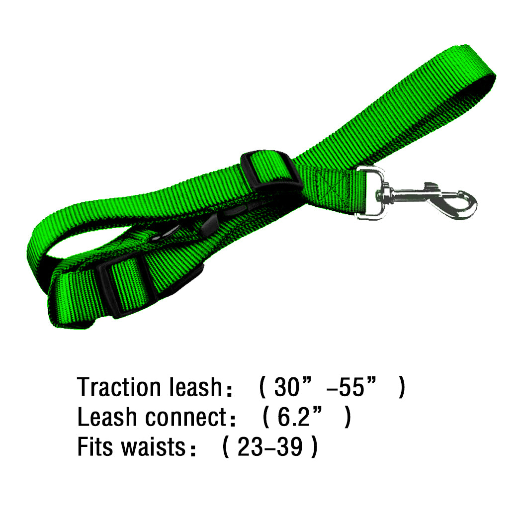 Adjustable Dog Hands Free Leash Waist Belt Buddy Jogging Walking Running Green - Pet Supplies