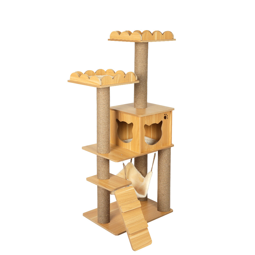 Cat Tree Scratching Post Scratcher Cats Tower Wood Condo Toys House 132cm - Pet Supplies