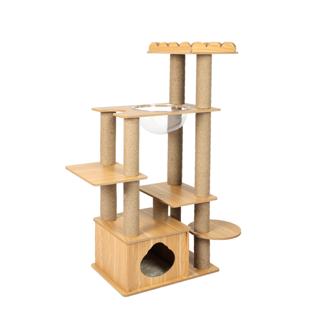 Cat Tree Scratching Post Scratcher Cats Tower Wood Condo Toys House 130cm - Pet Supplies