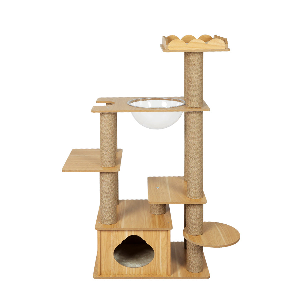 Cat Tree Scratching Post Scratcher Cats Tower Wood Condo Toys House 130cm - Pet Supplies