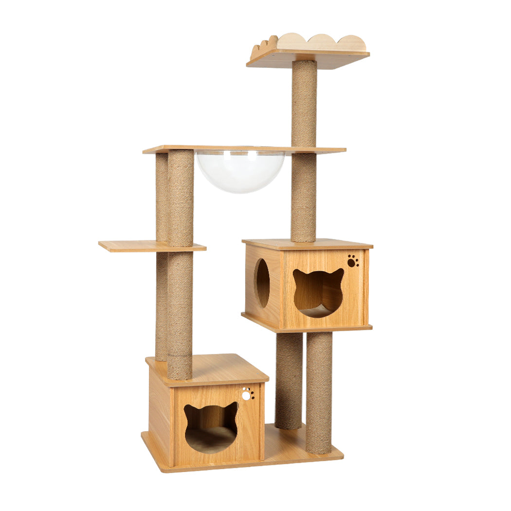 Cat Tree Scratching Post Scratcher Cats Tower Wood Condo Toys House 138cm - Pet Supplies