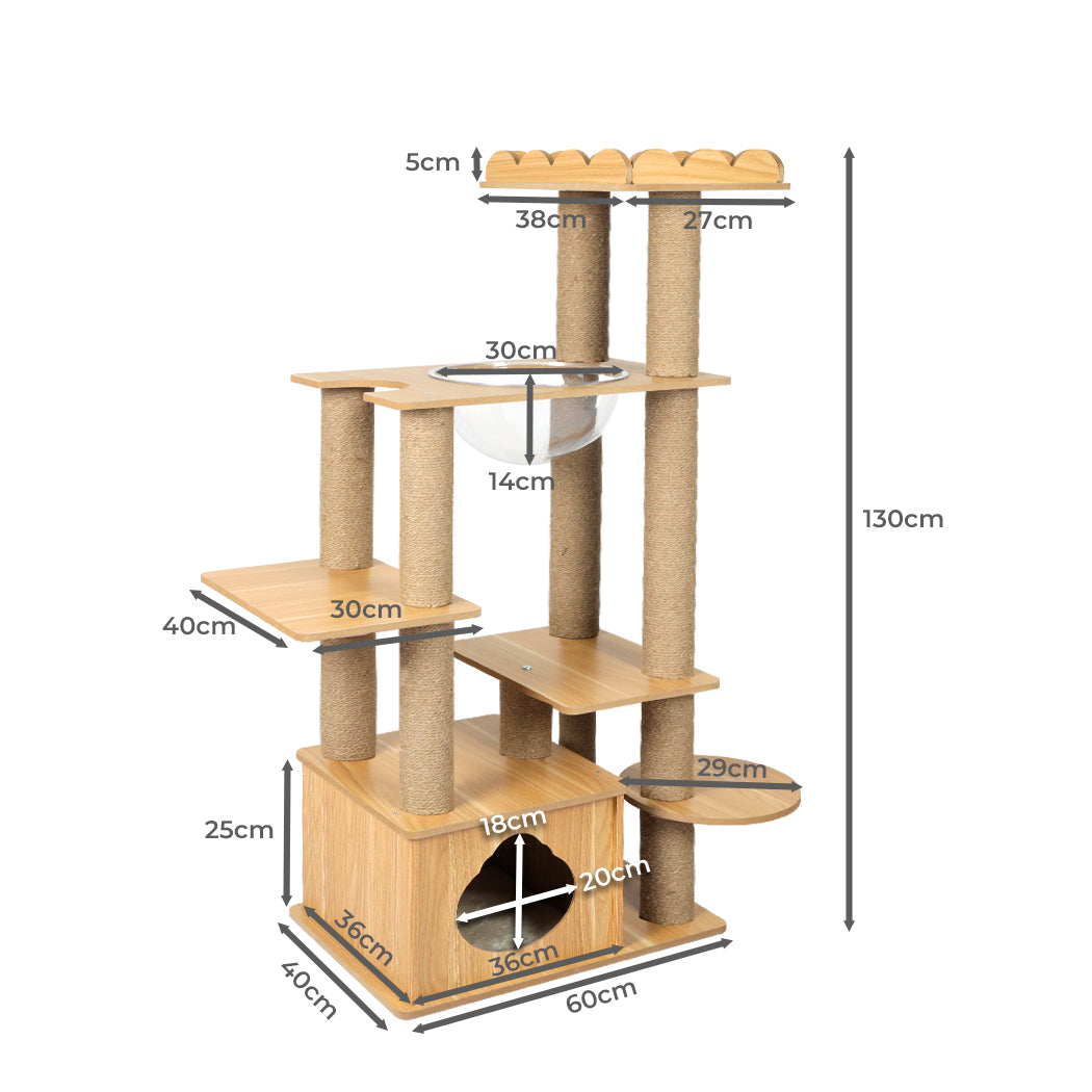 Cat Tree Scratching Post Scratcher Cats Tower Wood Condo Toys House 130cm - Pet Supplies