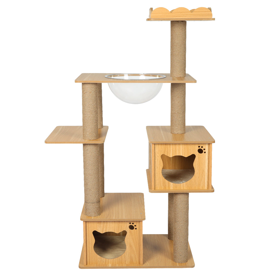 Cat Tree Scratching Post Scratcher Cats Tower Wood Condo Toys House 138cm - Pet Supplies