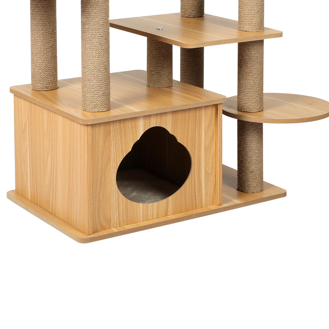 Cat Tree Scratching Post Scratcher Cats Tower Wood Condo Toys House 130cm - Pet Supplies