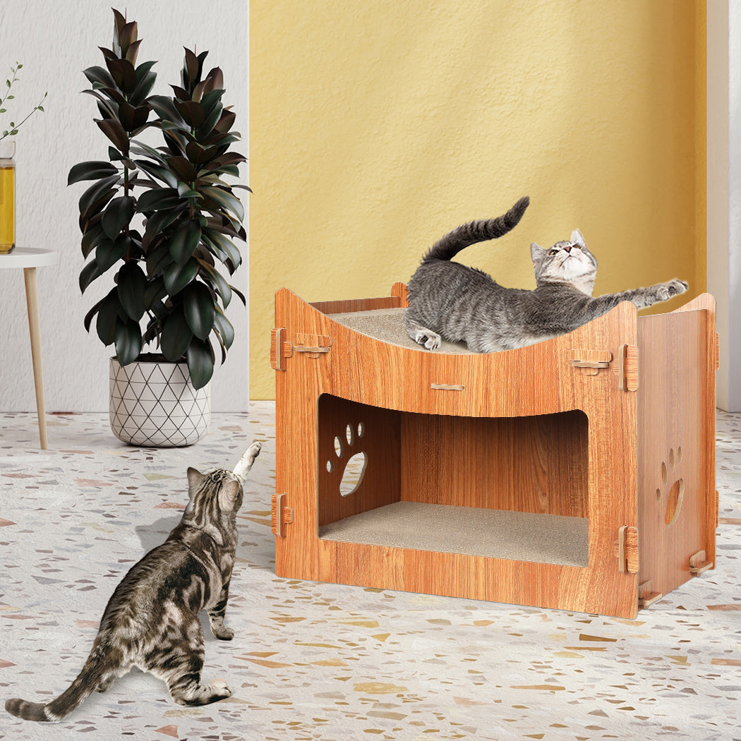 Cat Scratcher Scratching Board Corrugated Cardboard Condo House Large - Pet Supplies