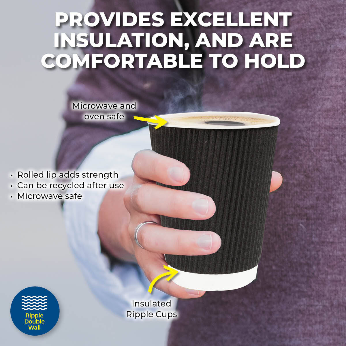 Party Central 480PCE Disposable Coffee Cups Microwave Safe 230ml - Occasions > Disposable Tableware