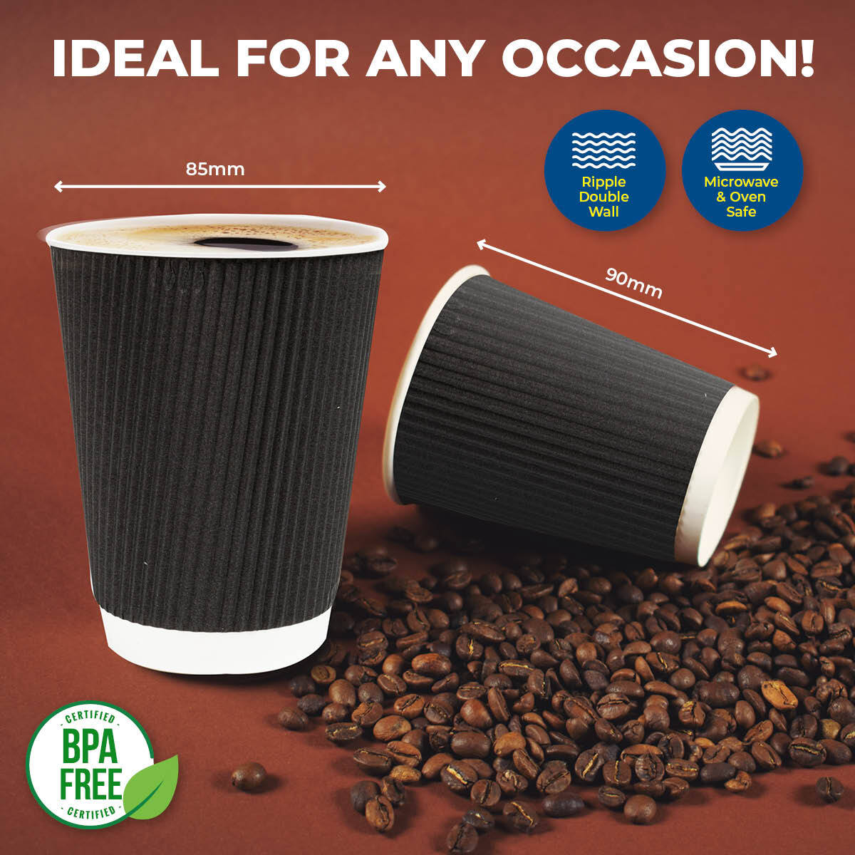 Party Central 480PCE Disposable Coffee Cups Microwave Safe 230ml - Occasions > Disposable Tableware