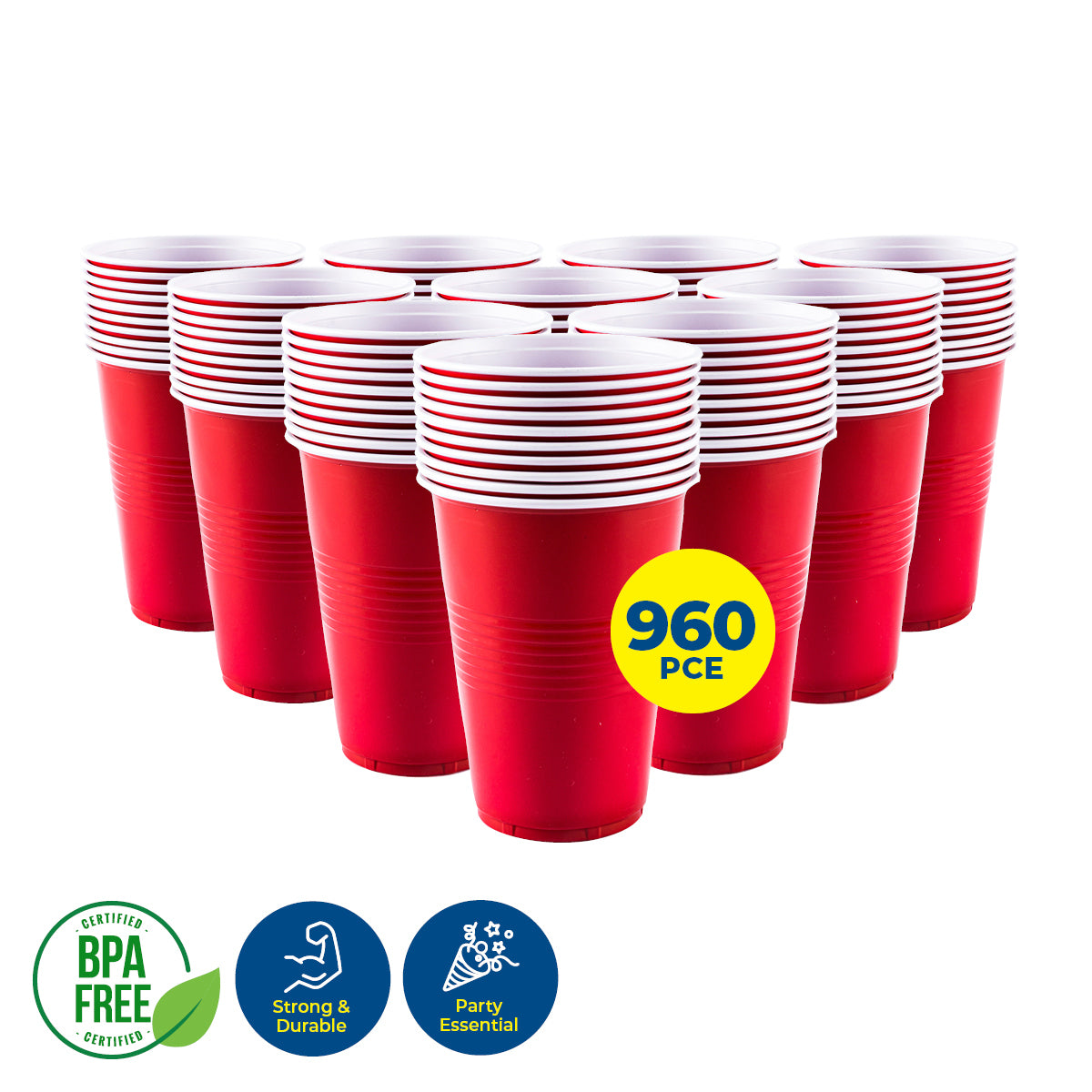 Party Central 960PCE Red Party Cups Disposable BPA Free High Quality 265ml - Occasions > Disposable Tableware